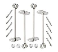 Ohamtes 4Pcs ID25 mm (1"), L350mm, clothes rail mounting bracket, shower curtain closet tie rod support frame, curtain rod flange socket, suitable for ceiling or wall mounting
