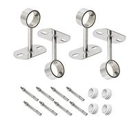 Ohamtes 4Pcs ID32mm(1-1/4"), L100mm, clothes rail mounting bracket, shower curtain closet tie rod support frame, curtain rod flange socket, suitable for ceiling or wall mounting