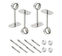 Ohamtes 4Pcs ID32mm(1-1/4"), L150mm, clothes rail mounting bracket, shower curtain closet tie rod support frame, curtain rod flange socket, suitable for ceiling or wall mounting