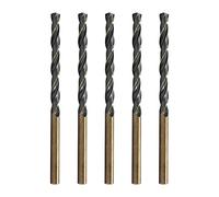 Ohamtes 5mm Reduced Shank Twist Drill Bits High Speed Steel HSS 4341 for Iron/Copper/Plastic/Aluminum Plates/Metal Materials, Round Shank, Double Edge, 5 Pcs