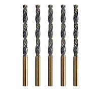 Ohamtes 8.5mm Reduced Shank Twist Drill Bits High Speed Steel HSS 4341 for Iron/Copper/Plastic/Aluminum Plates/Metal Materials, Round Shank, Double Edge, 5 Pcs
