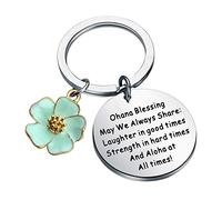 Ohana Keychain Blessing Gifts Hibiscus Charm Keychain Hawaiian Ohana Jewelry Gift for Family