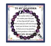 Ohana Means Family Bracelet Natural Stone Beaded Amethyst Bracelets for Womens Inspirational Jewelry Stitch Stuff Gifts for Lover Daughter Mom Niece, Adjustable, Stone, stainless steel