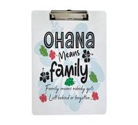 Ohana Means Family Design - Inspirational Quote with Tropical Flowers & Leaves, Clip Board, MDF-Hardboard.