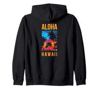 Ohana Means Family Hawaii Summer Palm Trees Beach Zip Hoodie