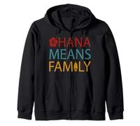 Ohana Means Family Hawaii Tropical Graphic Zip Hoodie