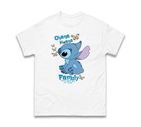 Ohana Means Family Stitch Quote T-Shirt, Family Means Nobody Gets Left Behind Boys Girls Funny Stitch Cartoon Matching Autism Child Support Unisex Tee Top (White, 7 Years)