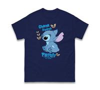 Ohana Means Family Stitch Quote T-Shirt, Family Means Nobody Gets Left Behind Boys Girls Funny Stitch Cartoon Matching Autism Child Support Unisex Tee Top (Navy, 4XL)