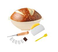 OHAOLYLE Silicone Bread Proofing Basket,9 Inch Round Foldable Sourdough Starter Kit with Silicone Basting Brush, Plastic Bread Scrapers,Bread Lame