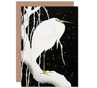 Ohara Koson Heron In Snow Japanese Painting Fine Art Greeting Card Plus Envelope Blank Inside