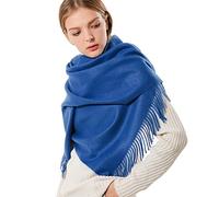 OHAYOMI Womens Thick Soft Pashmina Shawl Wrap Scarf Warm Solid Color Stole, Royal Blue, Large