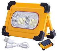 OHAYORI LED Rechargeable Work Light, 80W Solar Portable Flood Light with USB Cable, 4 Modes Camping Lamp with 11000mah Battery, IP65 Waterproof Emergency Security for Outdoor, Fishing, Yard