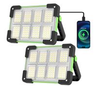 OHAYORI LED Rechargeable Work Light, Portable Floodlight with 4 Modes, Power Bank, LED Rechargeable Security Lights, Waterproof Outdoor Emergency Light for Fishing, Hiking, Repairing(2 Pack)