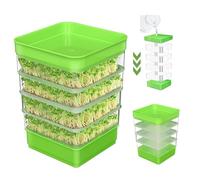 ohbien 4 Tier Microgreens Growing Kit Stackable, Kitchen Seed Sprouter Kit with Drain Holes and Drain Tray High Budding Rate Seed Sprouter Tray Easy to Store for Sprouts Beans Broccoli Alfalfa Seeds