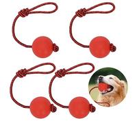 ohbien 4Pack Dog Ball On a Rope Throw, Durable Elastic Solid Rubber Balls for Dogs Float Rope Ball Chew Toys for Small Medium Large Dog Fetching Catching Throwing and Tugging(7 x 90 cm)