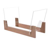 ohbien Wood Vinyl Record Storage Holder, Solid Wooden Base Album Storage Display Stand with Clear Acrylic Panel Open Lp Record Storage Rack Holds Up to 50 Albums DVDs CDs