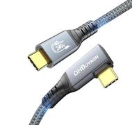 OHBUYAGN USB4 Cable Compatible with USB Type-C Thunderbolt 4/3 Cable, Supports 240W, 40Gbps, 8K@60Hz (Two Displays 4K@60Hz), USB C USB C Cable for PC, EGUP and Laptop (Right Angle, 0.8M)