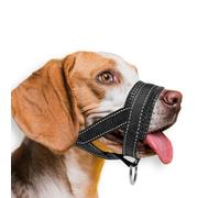 Ohcozzy Dog Muzzle, Soft Leather Muzzle with Reflective for Medium Large Sized Dogs, Durable Dog Mouth Guard Anti Biting Barking Chewing Safety Adjustable(M,Black