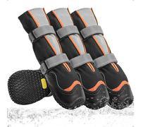 OHCOZZY High Dog Shoes Deep Waterproof, Dog Boots with V-shaped Tongue for Easy on, Wear-resistant Rubber Sole Dogs Paw Protector for Small Medium Large Dogs 4 Pcs,S