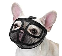 Ohcozzy Short Snout Dog Muzzle, Soft Mesh French Bulldog Muzzle with Enlarged Eye Hole to Prevent Eating Biting Licking(M,Black)