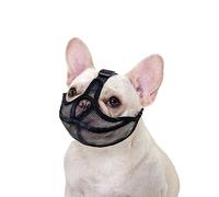 Ohcozzy Short Snout Dog Muzzle, Won’t Cover Forehead Bulldog Muzzle Adjustable Breathe Mesh, Anti Bitting Chewing Barking（S,Black）