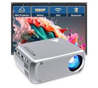 Ohdil Mini Projector with Wifi Portable Projector Support 1080P 170" Mini HD Movie Projector, Outdoor Projector Compatible with Phone/ Tablet/ Laptop/ TV Stick/ PS4/ HDMI/USB - Wifi Grey