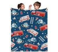 OHDS Fire Engine Police Car Toys for Boys, Kids Throw Blanket, Soft Fleece Blanket for Kids, Cozy Toddler Blanket for Boys Girls Birthday Gifts, Fuzzy Cute Throw Blanket for Couch Bed Car, 40"X50"