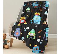 OHDS Robot Throw Blanket for Kids 50"x 40", Cute Soft Fleece Robot Blankets Birthday Gifts for Boys Girls Toddler Age for 2-11, Comfy Warm Flannel Blanket for Couch Sofa Bed Camping Travel Storage