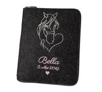 ohee manufaktur Equiden Passport Cover Personalised with Name - Felt Horse Passport Cover - Horse Pass Folder for A6, Dark Grey I Horse, OHNE Personalisierung, Contemporary
