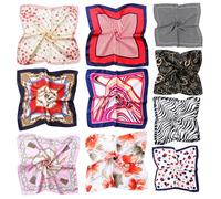 OHEETU 10PCS 50CM Satin Square Scarves Multipurpose Silk Feeling Neck Scarf for Headwear Hair Tie Handbag Wraps(Random Color)