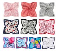 OHEETU 10Pcs Silk Feeling Satin HeadScarf Women Silk Square Scarves Small Satin Scarf Handkerchiefs Neckerchief Shawl Head Scarf Headcloth 50 x 50 cm (Color Random)
