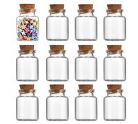 OHEETU 12Pcs 15ML Empty Clear Wish Bottles with Cork Lids Mini Glass Jars Decoration Vials for DIY Crafts & Wedding Favors