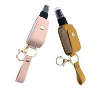 OHEETU 2 Pcs 30ML/1OZ Travel Spray Bottle Keychain PU Leather Holders with Refillable Plastic Bottles for Backpack and Purse (Random Color)