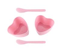 OHEETU 2 Sets Pink Plastic Heart-Shaped Facial Mask Mixing Bowls with Stirring Spatulas Spa Salon Shaving Soap Bowls DIY Face Cream Skin Care and Cleaning Applicator Tools