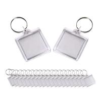 OHEETU 25Pcs Clear Acrylic Photo Keychains Blank Photos Insert Picture Frames with Key Rings for DIY Projects & Craft Making (Square)