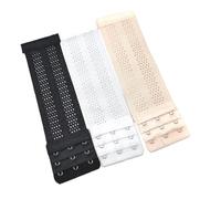 OHEETU 3PCS 20cm Long Bra Extenders with 3 Hook and 3 Row Elastic Back Band Extension Straps for Women (Black+White+Skin Color)