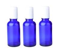 OHEETU 3PCS 30ml/1oz Roller Bottles Empty Blue Glass Roll on Bottles with Stainless Steel Roller Balls Refillable Sample Containers Perfume Oil Essential Oil Lip Balms