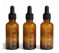 OHEETU 3Pcs 50ML/1.7oz Empty Amber Glass Graduated Scale Dropper Bottles with Pipette Droppers and Black Rubber Heads Refillable Perfumes Aromatherapy Essential Oil Makeup Storage Containers