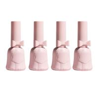 OHEETU 4Pcs 12ML Empty Pink Glass Nail Polish Bottles with Brush Cap Refillable Gel Fingernail Toenail Varnish Bottle DIY Nail Art Samples Containers Vials