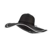 OHEETU Womens Beachwear Sun Hat Wide Brim Straw Hat Travel Foldable Packable Braid Cap UV Protection Summer Beach Sun Hat Holiday Swim Garden Straw Hat Black