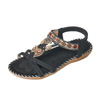 ohemian Women rthopedic Sandals Flat Flower Sandals Open Toe Outdoor Beach Casual Sandal Flip Flops rch Support Clip Toe Plantar Fasciitis Wide Width Walking Womens edge Sandal (Black, 8.5)