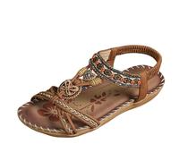 ohemian Women rthopedic Sandals Flat Flower Sandals Open Toe Outdoor Beach Casual Sandal Flip Flops rch Support Clip Toe Plantar Fasciitis Wide Width Walking Womens edge Sandal (Coffee, 35)