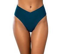 Oheyeseker Womens V Cut Bikini Bottom High Waist Bathing Suit Bottoms Moderate Coverage Swim Briefs(L,Teal)