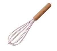 ohfruit 10 Inch Silicone Whisk with Wooden Handle,Cream Mixer Manual Egg Beater Heat Resistant Kitchen Whisk Egg Shaker Mixer, Black Pink