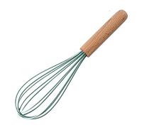 ohfruit 10 Inch Silicone Whisk with Wooden Handle,Cream Mixer Manual Egg Beater Heat Resistant Kitchen Whisk Egg Shaker Mixer, Black Dark Green