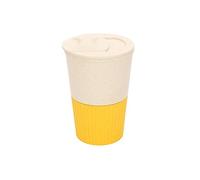 ohfruit 380ML Plastic Coffee Cup 13oz Thick Anti-crack Travel Mug With Lid Food Grade Material High Temperature Resistant Leakproof Breakfast Drink Cup Yellow 380ML