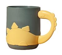 ohfruit 450ml Mouthwash Cup with Handle PP Material Unbreakable Toothbrush Cup Wide Mouth Mouthwash Brushing Teeth Storage Cup Cartoon Dinosaur Toothbrush Cup for Kids Yellow