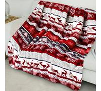 ohfruit Faux Fur Throw Blanket,Christmas Blanket Snowflake Print Soft Cozy Plush Thicken Keep Warm Space Saving Elk Print Sofa Bed Blanket for Cold Weather A 70cm x 100cm