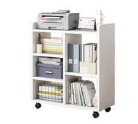 ohfruit File Cabinet Open Shelves File Storage Shelf 360 Degree Pulley Heightening Design File Cabinet Stationery Storage Cabinet Chest for Home Office White