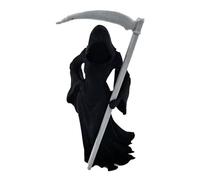 ohfruit Gothic Female Grim Reaper Statue, 3D Printed Dark Queen Figurine with Scythe, Faceless Hood and Flowing Robe, Matte Black Mini Sculpture, for Desktop Shelf Display Case and Home Decor Black